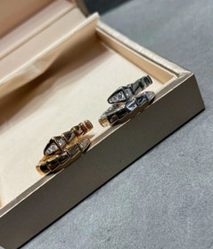 Bulgari classique pavé diamant serpent bague-3587  