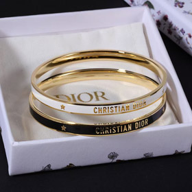 Dior bracelet or finition métal noir laque bracelet mince-3709  