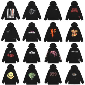 VLONE ZIP HOODIE Cracked Imprimer Grand VLogo Sweatshirt à capuchon-4450  
