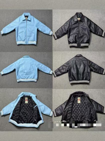 Corteiz Couleur Solide Lapel Collar Zip-Up manches longues veste en cuir-5029  