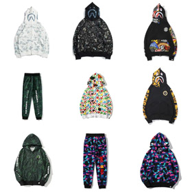 Un singe de bain x KID CUDI collaboration camouflage requin hoodie-5149  