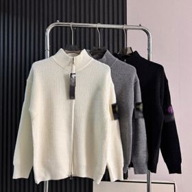 Pull en cardigan tricoté à coupe ouverte Stone Island avec fermeture à fermeture éclair-5233  