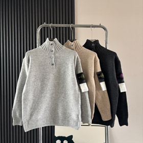 Île de pierre couleur solide bouton-up stand-col tricoté cardigan-5234  