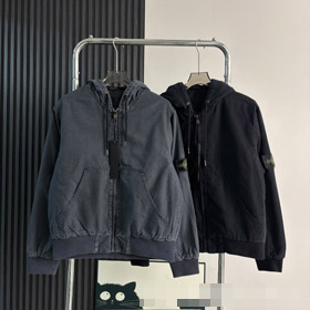 Stone Island lavé et détresse veste en coton à capuchon-5255  