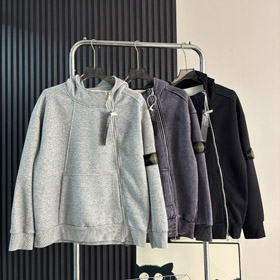 Sweat-shirt en cardigan de style classique Stone Island avec capuchon et fermeture à fermeture éclair-5264  