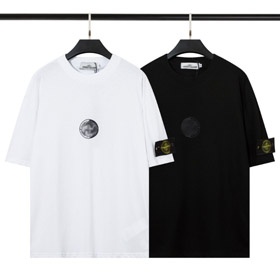 Stone Island double couche noir et blanc Tai Chi imprimé à manches courtes T-shirt-5269  