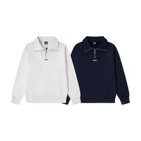 Stussy brodé zip-up à manches longues à col sweatshirt-5272  