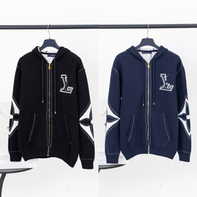 Louis Vuitton LV nouveau tricot intarsia trèfle motif décontracté lâche zip-up veste cardigan-5307  
