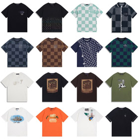 Louis Vuitton LV tricoté tableau à échecs motif lettre jacquard décontracté lâche manches courtes T-shirt-5308  