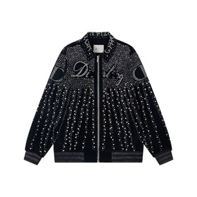 Dior nouvelle veste de baseball en velours avec tout-sur hotfix strass embellissements-5313  