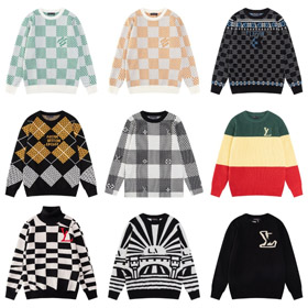 Louis Vuitton (LV) nouveau chandail en tricot jacquard à motif à carreaux-5314  