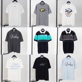 Louis Vuitton LV Dior nouveau logo de collaboration à échecs tricot à manches courtes T-shirt-5315  