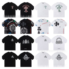 Chrome Hearts CH Nouveau Design Horseshoe Cross T-shirt à manches courtes lâche-5326  