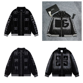 Balenciaga Givenchy velours brodé strass hommes casual veste de baseball lâche-5328  