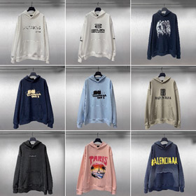 Balenciaga haut de gamme imprimé sweatshirt à capuchon en coton pur-5336  