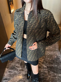 Fendi nouveau jacquard lettre col patchwork veste montée-5362  