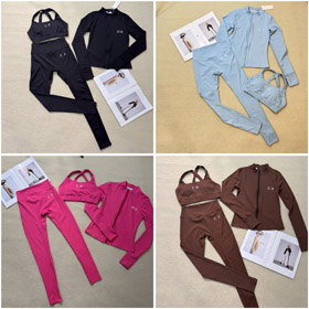 ALO nouvelle couleur contrastante brodée à fermeture éclairée yoga et entraînement set-5367  