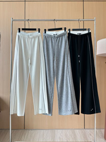 Miu Miu nouveau pantalon à jambes droites avec bande de taille de couleurs contrastantes et panneaux-5385  