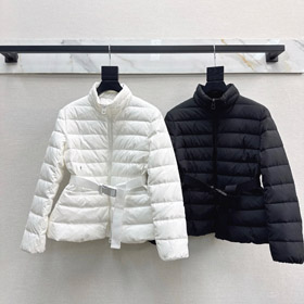 Dior nouveau design stand-collar zip-up veste en bas avec une ceinture taille-5388  