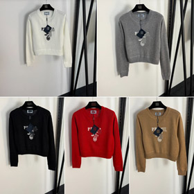 Prada nouveau pull tricoté avec logo jacquard lettres sur la poitrine-5395  