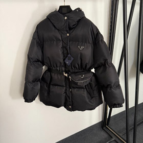 Prada nouvelle boucle de sécurité zipper sac à capuchon veste en coton rempli-5399  