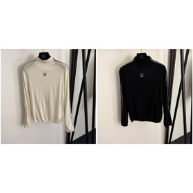 Chanel nouvelle arrivée semi-haut col à manches longues laine tricot couche de base haut-5402  