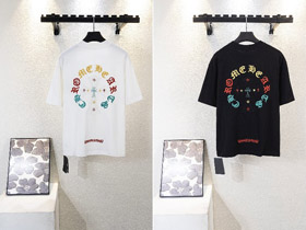 Chrome Hearts CH nouvelle lettre colorée sanskrite brodé à manches courtes T-shirt-5418  