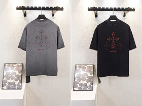 Chrome Hearts CH nouveau tissu lavé brodé T-shirt à manches courtes-5421  