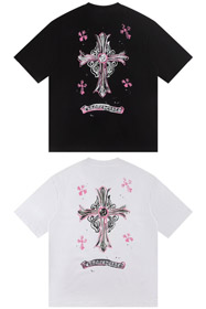 Chrome Hearts CH nouveau T-shirt à manches courtes avec croix et impression sanskrite-5424  