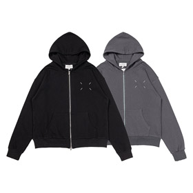 Maison Margiela nouveau sweatshirt à capuche en tissu terry à coupe lâche cardigan zip-up-5429  