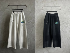 Balenciaga détresse lettre brodé pantalon à jambes droites-5450  