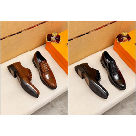 Hermès nouvelles chaussures d'affaires classiques en cuir de veau lace-up-5507  