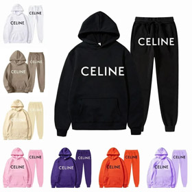 Celine Nouvelle Imprimer Lettre Sweatshirt à capuchon à coupe large Set-5516  