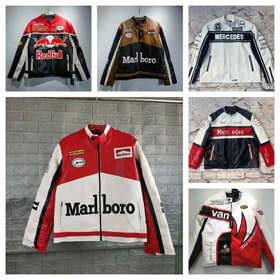 Marlboro Aime Leon Dore Maillot de baseball à fermeture éclaire en cuir-5517  