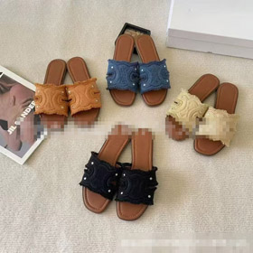 Celine denim plat confortable slip-on sandales-5608  