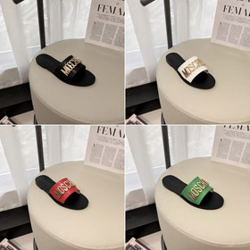 Moschino coloré cuir rond-orteil sandales plates-5657  