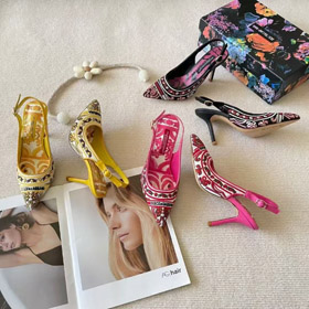 Dolce & Gabbana DG nouvelles chaussures à talons hauts brodées à orteils pointus-5729  