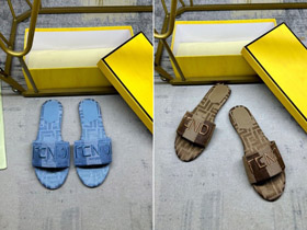 Fendi brodé denim plat glisse sandales-5760  