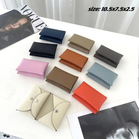 Hermès porte-cartes bi-pliable avec impression de la paume et fermeture snap-5777  