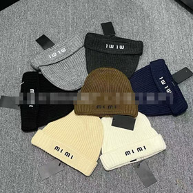 Miu Miu lettre-brodé oreille-chauffant chapeau tricoté-5845  