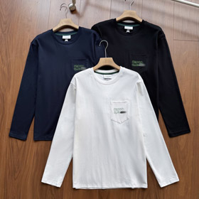 T-shirt à manches longues Lacoste col équipage avec imprimé arrière-5909  