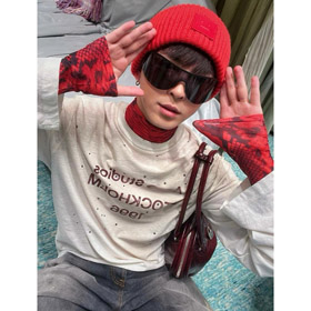 T-shirt à manches longues orné de strass Acne Studios-5949  