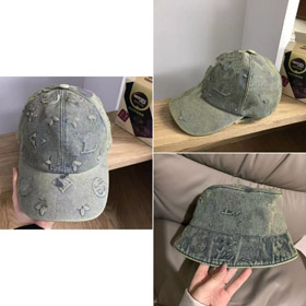 Louis Vuitton LV casquette de baseball en denim lavé-5976  