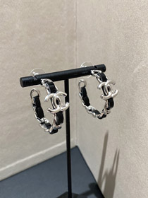 Boucles d'oreilles en cuir en argent Chanel-3596