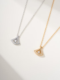 Bulgari platine plein diamant ventilateur collier-3609