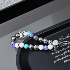 Louis Vuitton LV chaîne métallique perles lettre inscription bracelet-3672  