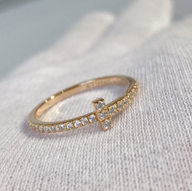 Tiffany or bobine plein diamant bague-3682  