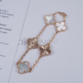 Van Cleef & Arpels blanc Mère de perle Laser Fleur Bracelet-3689  