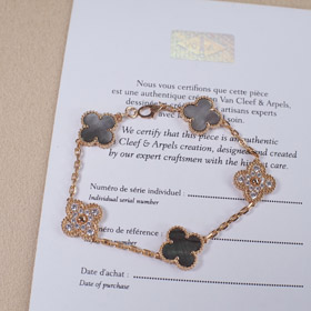 Van Cleef & Arpels Gris Mère-de-perle Diamant Cinq Fleurs Bracelet-3691  