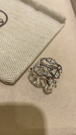 Hermes cochon nez trois couches chaîne en argent sterling ouvert bague-3713  